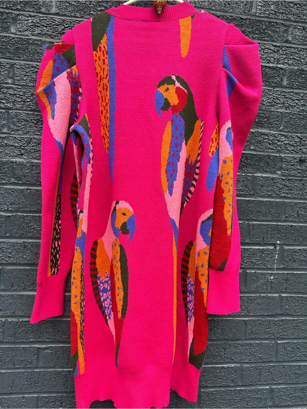 FARM RIO for anthropology sweater dress  Parrot Intarsia  - Hot Pink - Picture 4 of 4